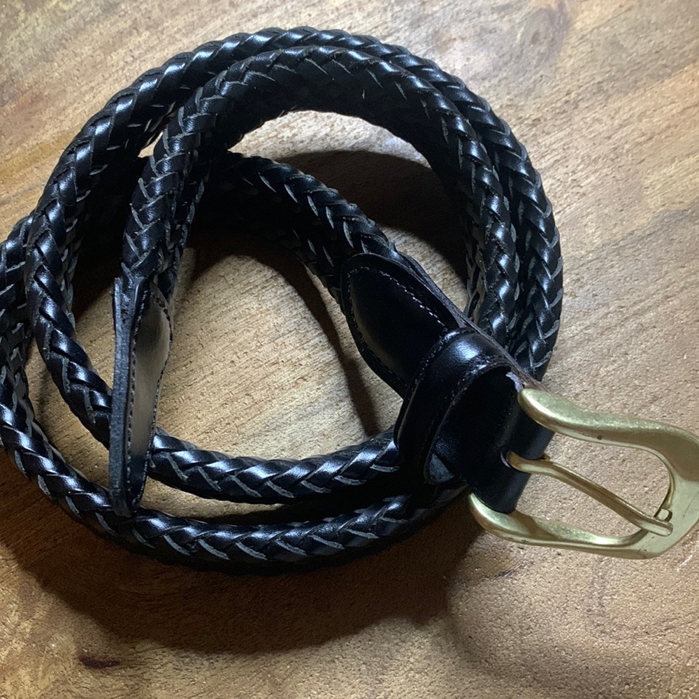 Black Braided Genuine Leather Belt Size  36